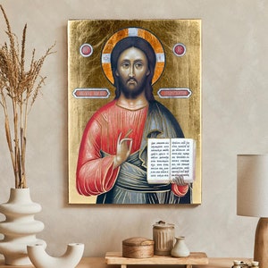 Icon of Jesus Christ Pantocrator, handmade icon, wooden icon, perfect present, religious picture, Christ Pantocrator art, Jesus Christ icon