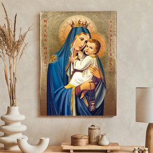 Icon of Our Lady of the Scapular - Our Lady of Mount Carmel, handmade icon, wooden icon, religious picture, religious icon, Mother of God