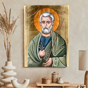 Icon of Saint Peter, handmade icon, wooden icon, Saint Peter the Apostle, St Peter icon, Simon Peter, Apostol Peter icon