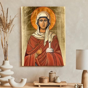 Icon of Saint Anastasia, handmade icon, religious icon, wooden icon, beautiful icon, perfect present, religious picture, birthday gift
