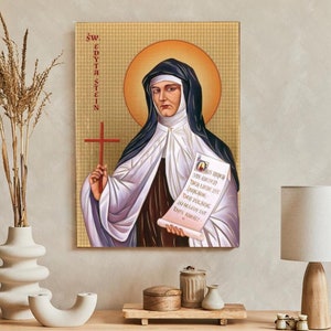 Ikona św. Edyty Stein, ikona wyłączenia robiona, ikona religijna, ikona drewniana, deska naturalna, Sancta Editha Stein, ikona św. Edyty