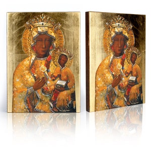 Icon of Black Madonna, handmade icon, wooden icon, perfect present beautiful religious picture, First Communion, Baptism gift, birthday gift