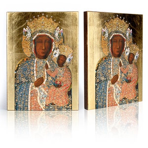 Icon of Black Madonna, handmade icon, wooden icon, perfect present beautiful religious picture, First Communion, Baptism gift, birthday gift