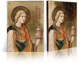 Icône de sainte Claire, sainte Claire d'assise, icône sainte Claire, icône faite main, icône religieuse, icône en bois, cadeau parfait, image religieuse,