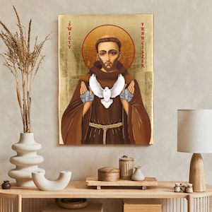 Icon of Saint Francis of Assisi, handmade icon, wood icon, perfect present, beautiful religious picture, St Francis icon, religious icon