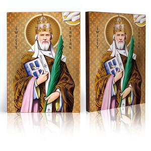 Ícone de São Fabian, Papa Fabian, ícone feito à mão, ícone de madeira, presente perfeito, imagem religiosa, São Fabian bispo de Roma, decoração de parede