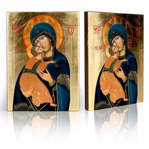 Ikone der Jungfrau von Wladimir, Heilige Jungfrau, Selige Maria, Mutter Gottes, Unserer Lieben Frau, handgefertigte Ikone, Holzikone, perfektes Geschenk, religiöse Ikone
