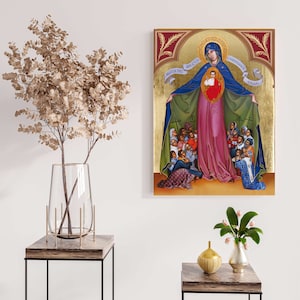 Icon of Our Lady of Persecuted Christians, handmade icon, wooden icon, religious picture, religious icon, Virgin Mary icon, Holy Virgin icon