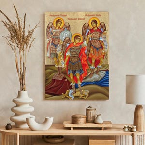 Icon of Archangel Rafael, Archangel Gabriel, Archangel Michael,  handmade wooden icon, perfect present, catholic wall decor, religious gift