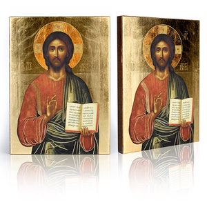 Icon of Jesus Christ Pantocrator, handmade icon, wooden icon, perfect present, religious picture, Christ Pantocrator art, Jesus Christ icon