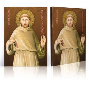 Icon of Saint Francis of Assisi, handmade icon, wood icon, perfect present, beautiful religious picture, First Communion, Baptism, birthday