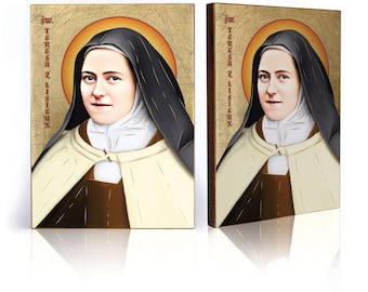 Ikona św. Teresy z Lisieux, ikona wykonana, ikona religijna, ikona drewniana, piękna ikona, Święta Teresa, Święta Teresa z Lisieux