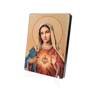 The Immaculate Heart of Mary, Heart of Mary icon, Holy Virgin, handmade icon, wooden icon, perfect present, religious icon