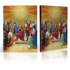 Icon of Descent of the Holy Spirit, Pentecoast, Handmade icon, wooden icon, perfect present, religious picture, Pentecost icon.