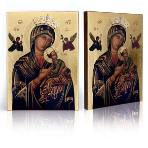 Icon of Holy Virgin of Perpetual Help, handmade icon, wooden icon, perfect present, religious picture, religious icon, Our Lady icon