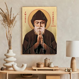 Ikona św. Charbela Makhloufa, ikona aktualizacji robiona, ikona drewniana, deska naturalna, idealny prezent, św. Charbela Makhloufa