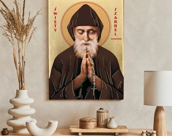 Ikona św. Charbela Makhloufa, ikona aktualizacji robiona, ikona drewniana, deska naturalna, idealny prezent, św. Charbela Makhloufa