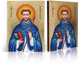 SAINT DOMINIC Icon: Handmade Wooden Catholic Art, Wall Decor, Gold Leaves, Religious Art