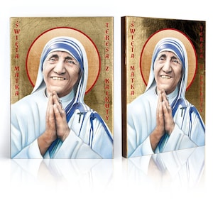 Icona di Madre Teresa di Calcutta, icona fatta a mano, icona religiosa, icona in legno, tavola naturale, regalo perfetto - immagine religiosa, idea regalo