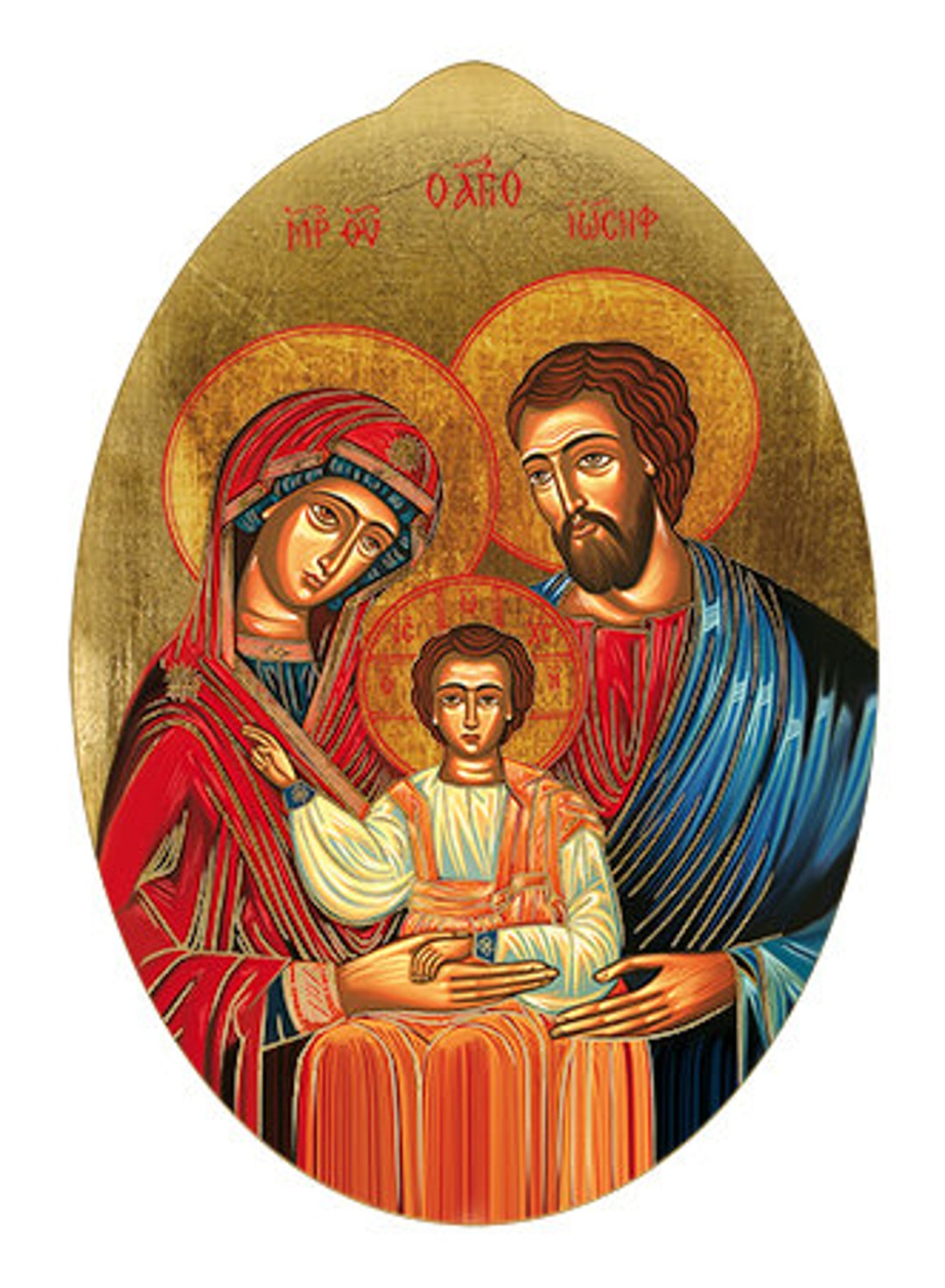 Handmade HOLY FAMILY Icon, Wooden Catholic Wall Decor, Gold Leaves ...