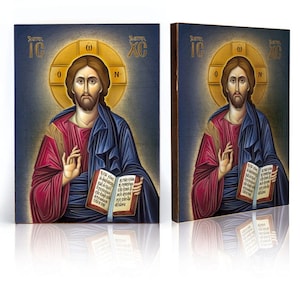 Icoon van Jezus Christus Pantocrator, handgemaakt icoon, houten icoon, perfect cadeau, religieuze afbeelding, Christus Pantocrator-kunst, Jezus Christus-icoon