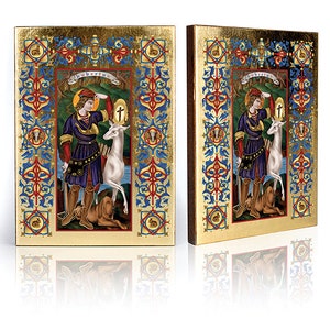 Icône de Saint Hubert, icône faite main, icône religieuse, icône en bois, cadeau parfait - image religieuse, St Hubert, image de saint Hubert
