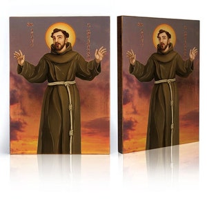Icon of  Saint Joseph of Cupertino, handmade icon, wooden icon, natural board, St Joseph of Cupertino, St Joseph icon