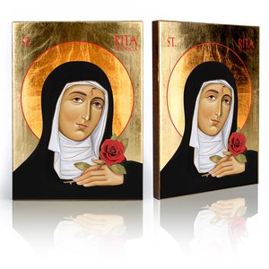 Icon of Saint Rita of Cascia - handmade icon, wooden icon, perfect present, golden layers, religious picture, St Rita of Cascia,