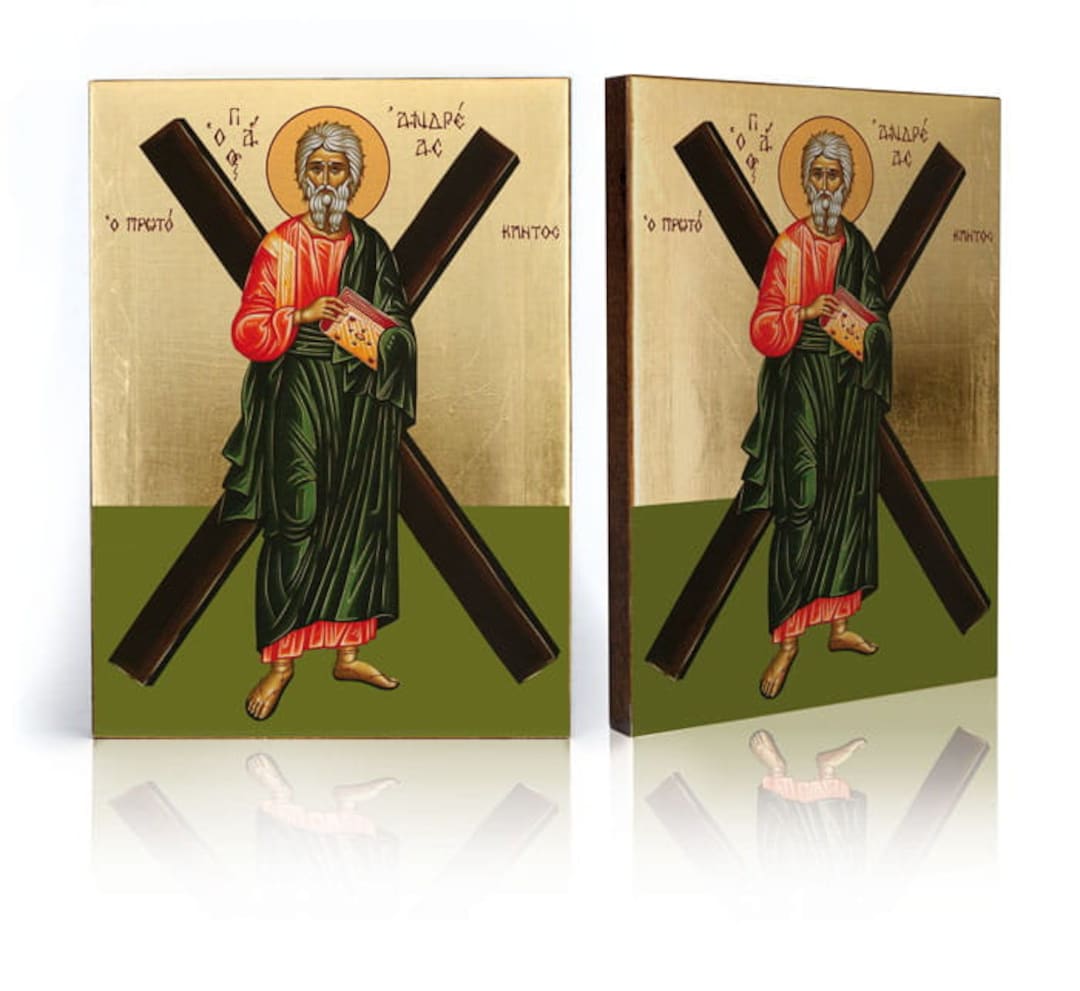 SAINT ANDREW the Apostle Icon: Handmade Religious Wooden Art, Catholic ...