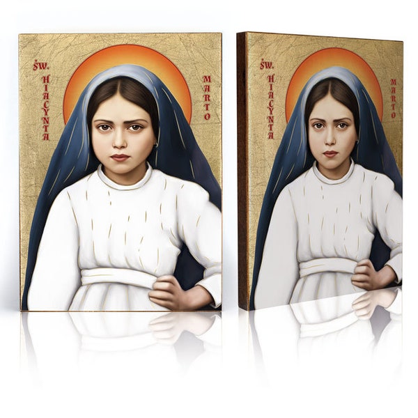 Icon of  Saint Jacinta de Jesus Marto, handmade icon, wooden icon, natural board, St Jacinta Marto, Saint Jacinta image