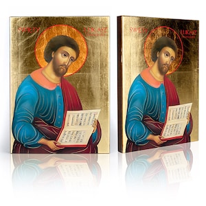 Ícone de São Lucas Evangelista, São Lucas Evangelista, ícone feito à mão, ícone de madeira, ícone de São Lucas, imagem de São Lucas
