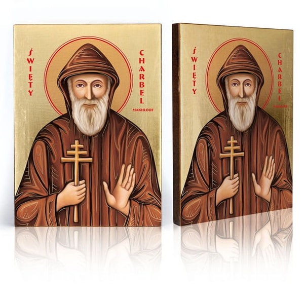 Icon of Saint Charbel Makhlouf, handmade icon, wooden icon, natural board, perfect present, St Charbel Makhlouf