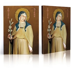 Icon of Saint Clare, Saint Clare of Assisi , St Clare icon, handmade icon, religious icon, wooden icon, perfect present, religious picture,