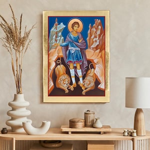 Icona Świętego Daniela, icona widoczna robiona, icona drawniana, idealny prezent, Święty Daniel Prorok, icona Świętego Daniela