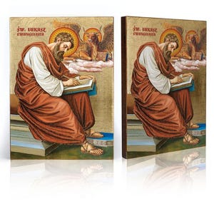 Icon of Saint Luke the Evangelist, St Luke the Evangelist, handmade icon, wooden icon, Saint Luke icon, St Luke image