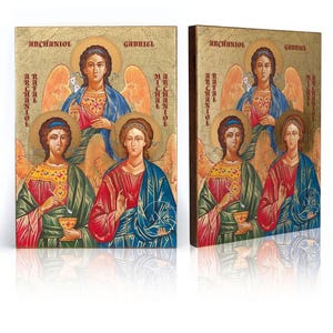 Icon of Archangel Rafael, Archangel Gabriel, Archangel Michael,  handmade wooden icon, perfect present, catholic wall decor, religious gift