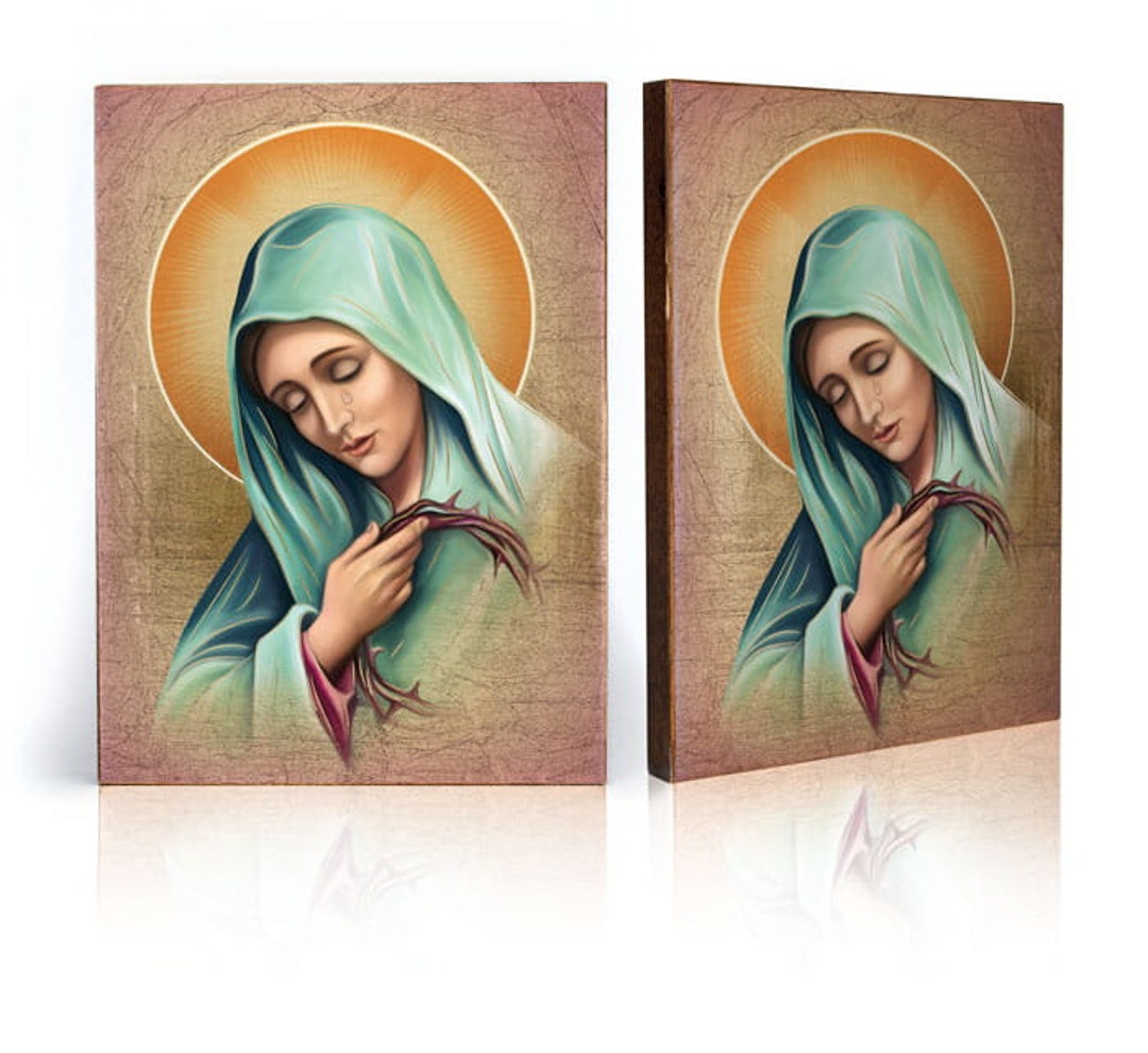 Handmade Our Lady of Sorrows Icon: Catholic Picture Decorative Wall ...
