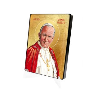 Icône de saint Jean-Paul II, du pape Jean-Paul II, de Karol Józef Wojtyła, icône faite main, image religieuse, icône religieuse, cadeau parfait