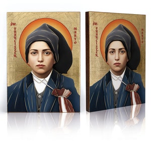 Icon of  Saint Francisco de Jesus Marto, handmade icon, wooden icon, natural board, St Francisco Marto, Saint Francisco image