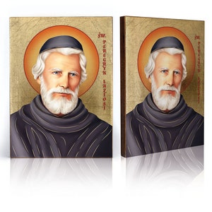 Icon of Saint Peregrine Laziosi, handmade icon, wooden icon, natural board, St Peregrine Laziosi image