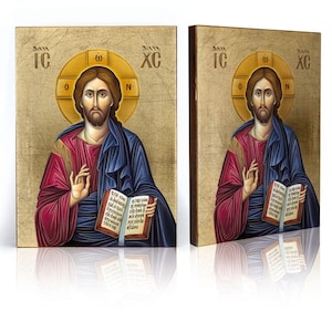 Icoon van Jezus Christus Pantocrator, handgemaakt icoon, houten icoon, perfect cadeau, religieuze afbeelding, Christus Pantocrator-kunst, Jezus Christus-icoon