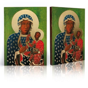 Icon of Black Madonna, handmade icon, wooden icon, perfect present beautiful religious picture, First Communion, Baptism gift, birthday gift