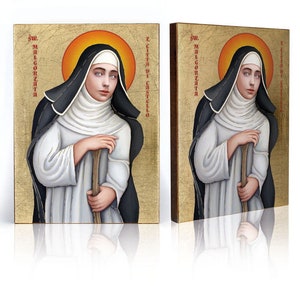 Icon of  Saint Margaret of Castello, handmade icon, wooden icon, natural board, golden layers, Margaret of Città di Castello image