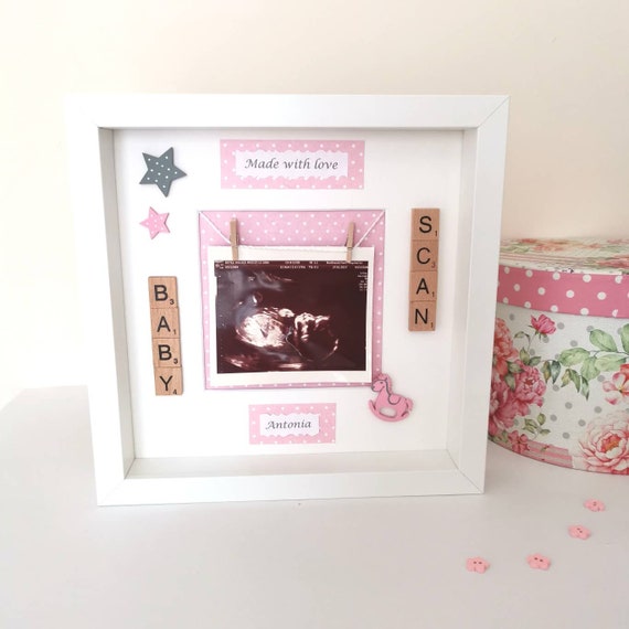 Blue Pack of 2 Newborn Announcement Card Frames Baby Arrival Keepsake Picture Frame Baby Scan Photo Frame Picture Frame Baby Announcement Card Greeting Card Baby Keepsake Baby Picture Frame