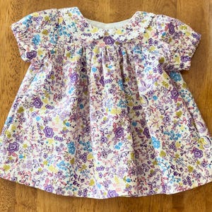 Preemie Baby Dress, Purple Floral Print Dress, 4 to 6 Pounds