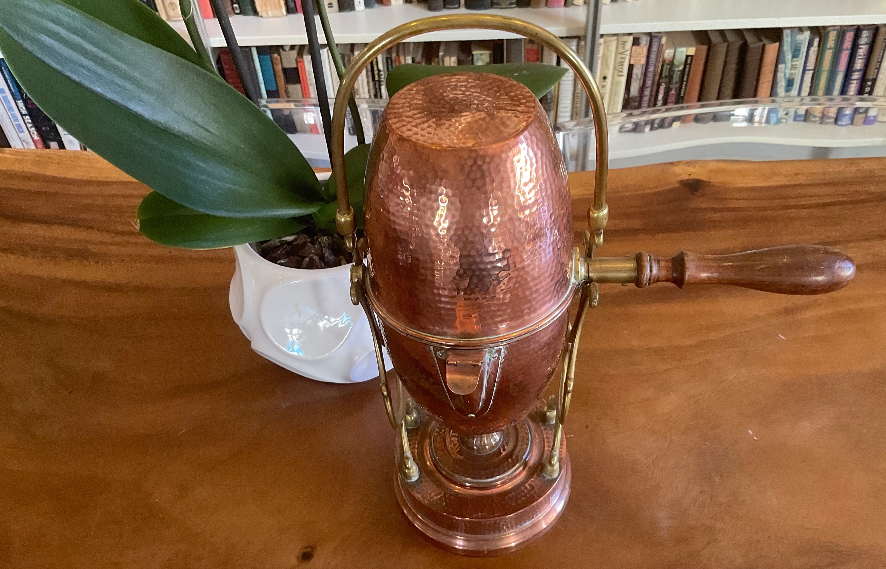 Vintage Antique Français Marteau à La Main Cuivre/Laiton Bronze Cafetière, Maker, Marquages en Excel