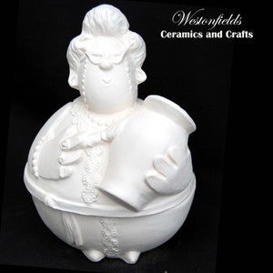 Ceramic Bisque Roly Poly Potter Ceramist Trinket Box Blank Paint Your Own Pottery Painting Ready to Paint Decorate it Yourself