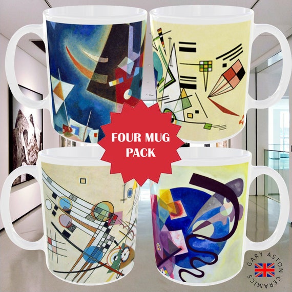 Ceramic Mug Set of 4 Four Pack Mugs Wassily Kandinsky Style Abstract Art  11oz Sublimation Printed - Etsy