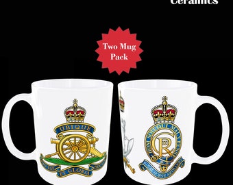 Ceramic Mug Army Cap Badge Badges Coffee Tea Black White Mugs PAIR x2 Designs 11oz