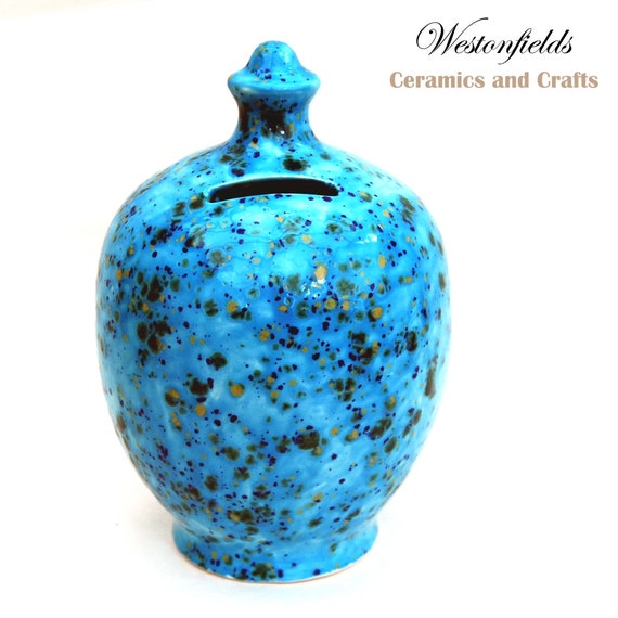 Ceramic Save and Smash Money Savings Pot Box Bank Blue Caprice Etsy UK